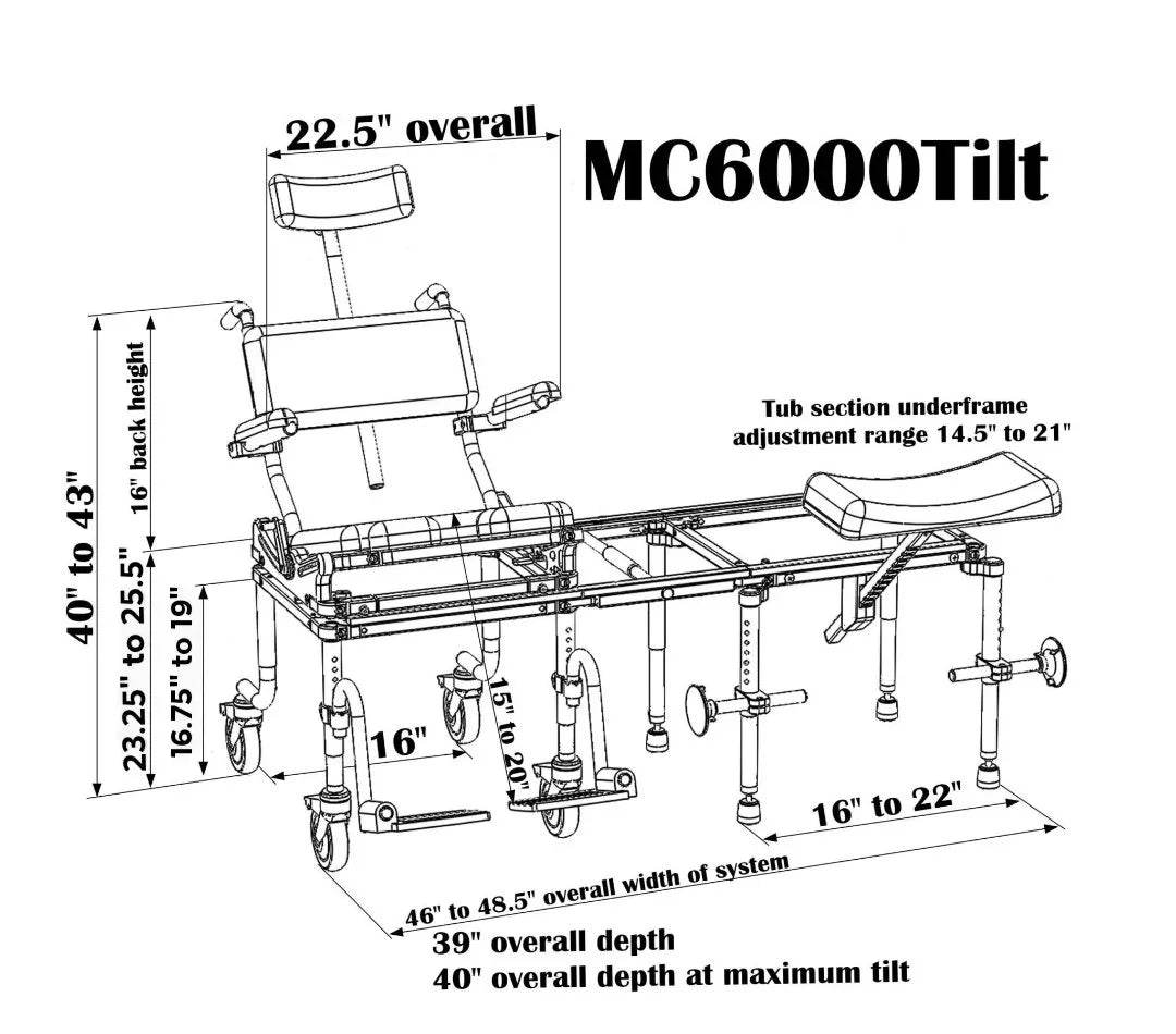 Nuprodx | MC6000Tilt Commode Chair | Tub Access Slider System - Mobility Daddy