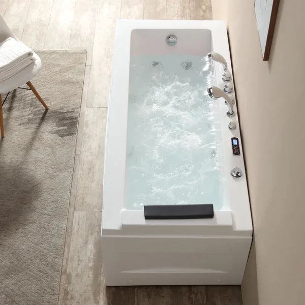 Empava | 67" Alcove Combination Massage Inline Heater LED Tub with Left Drain | Model EMPV-67JT351LED