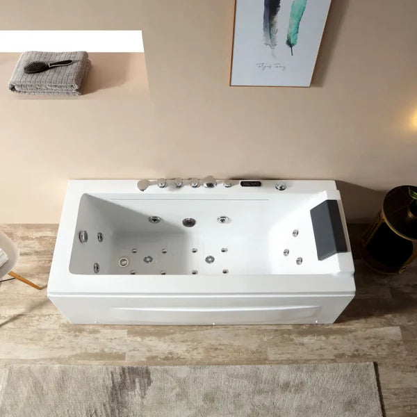 Empava | 67" Alcove Combination Massage Inline Heater LED Tub with Left Drain | Model EMPV-67JT351LED