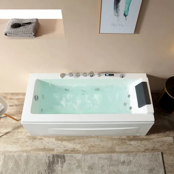 Empava | 67" Alcove Combination Massage Inline Heater LED Tub with Left Drain | Model EMPV-67JT351LED