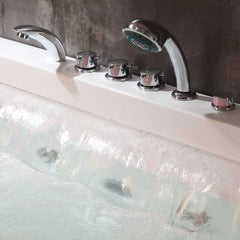 Empava | 67" Alcove Combination Massage Inline Heater LED Tub with Left Drain | Model EMPV-67JT351LED