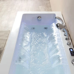 Empava | 67" Alcove Combination Massage Inline Heater LED Tub with Left Drain | Model EMPV-67JT351LED