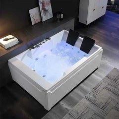 EMPAVA | 72" Alcove Whirlpool LED Bathtub for 2 Persons with Left Drain | Model EMPV-72JT367LED - Mobility Daddy
