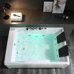 EMPAVA | 72" Alcove Whirlpool LED Bathtub for 2 Persons with Left Drain | Model EMPV-72JT367LED - Mobility Daddy