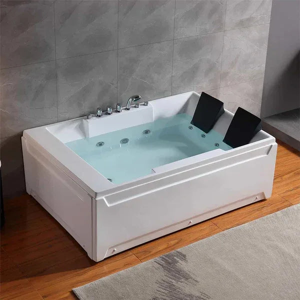 EMPAVA | 72" Alcove Whirlpool LED Bathtub for 2 Persons with Left Drain | Model EMPV-72JT367LED - Mobility Daddy