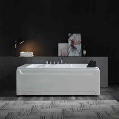 EMPAVA | 72" Alcove Whirlpool LED Bathtub for 2 Persons with Left Drain | Model EMPV-72JT367LED - Mobility Daddy