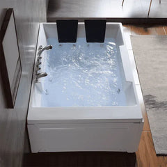 EMPAVA | 72" Alcove Whirlpool LED Bathtub for 2 Persons with Left Drain | Model EMPV-72JT367LED - Mobility Daddy