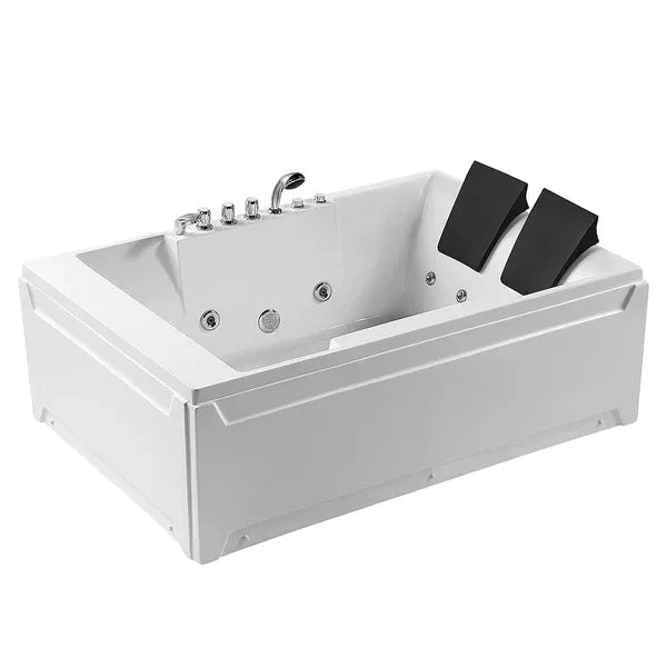 EMPAVA | 72" Alcove Whirlpool LED Bathtub for 2 Persons with Left Drain | Model EMPV-72JT367LED - Mobility Daddy