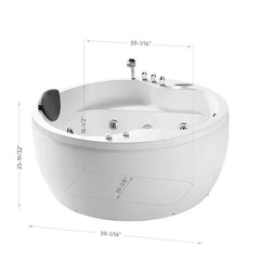 Empava | 59″ Freestanding Round Whirlpool Bathtub with Right Drain | Model EMPV-59JT005 - Mobility Daddy